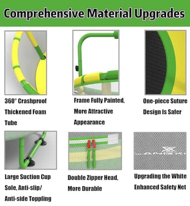 60" Trampoline for Kids, 5ft Toddler Mini 6-in-1 Trampoline Indoor Outdoor with Swing, Basketball Hoop, Dart Board, Rings, Christmas Toys Birthday Gifts for Girls Boys - Image 4