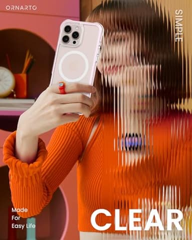 ORNARTO Air Case for iPhone 16 Pro Max Clear, Compatible with MagSafe, Military-Grade Drop Protection Cover with Built-in Air-Pink - Image 5