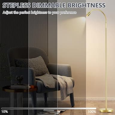 Reading Floor Lamp, 72" Tall LED Lamp with Flexible Gooseneck, Dimmable Zoomable Spotlight, Adjustable Color Beam Standing Lamp, Touch & Remote Control, Task Craft Bedroom Living Room (Light Gold) - Image 7