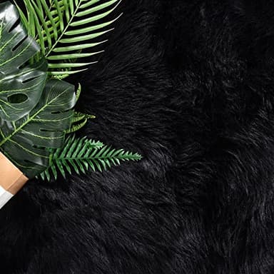 Latepis Black Round Rug 4 ft, Faux Fur Sheepskin Circle Rug for Living Room, Fluffy Washable Rug for Bedroom, Teen Room, Dorm, Cute Room Décor - Image 5