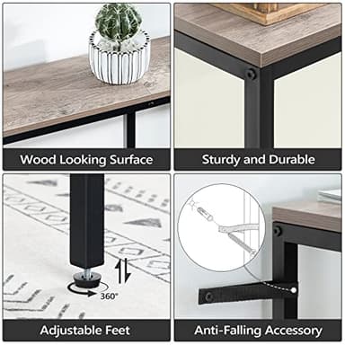 MAHANCRIS 70.9'' Console Table with Power Outlet, Narrow Sofa Table, Industrial Entryway Table with USB Ports, Behind Couch for Entryway, Hallway, Foyer, Living Room, Greige CTHG18E01Z1 - Image 8