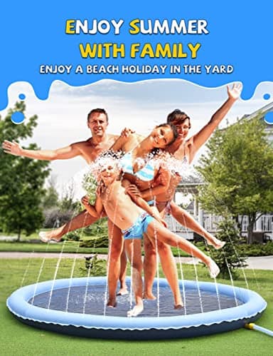 VISTOP Non-Slip Splash Pad for Kids and Dog, Thicken Sprinkler Pool Summer Outdoor Water Toys - Fun Backyard Fountain Play Mat for Baby Girls Boys Children or Pet Dog (67 inch, Blue&Blue) - Image 7