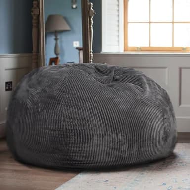 Classic Bean Bag Chair, with Faux Rabbit Fur Cover for Teens and Kids, Memory Foam Bean Bag Chairs, Ultra Soft Faux Fur Fabric, 2.5 feet Round Fluffy Bean Bag Sofa - Image 6