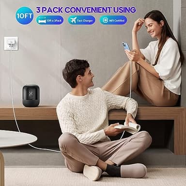 10Foot Fast iPhone Charging Cable,3-Pack Super Fast i Phone Charger USB C Charging Block Wall Charger PD Adapter with 10FT Type C to Lightning Cable Cord for iPhone 14/13/12/11ProMax/XS Max/XS/XR/8/SE - Image 6