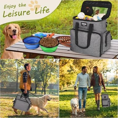 Dog Travel Bag Airline Approved–Pet Travel Tote with Collapsible Bowls,Food Containers & Feeding Mat–Multi-Pocket Organizer for Dogs & Cats, Durable & Water-Resistant for Hiking,Trips,Outdoors - Image 3
