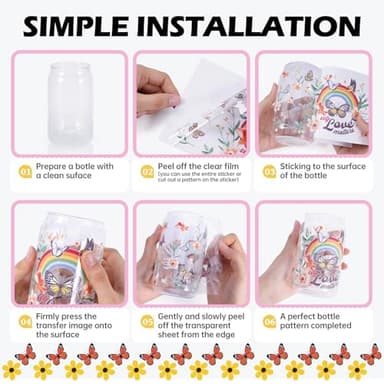 AFRITEE Mama UV DTF Decals - 20 Sheets Best Mom Ever Uvdtf Tumbler Wraps for 16 oz Glass Water Bottle, Pink Bows Flower Waterproof Transfer Stickers DIY Mug Guitar Diary Decor for Mothers Day Gifts - Image 7