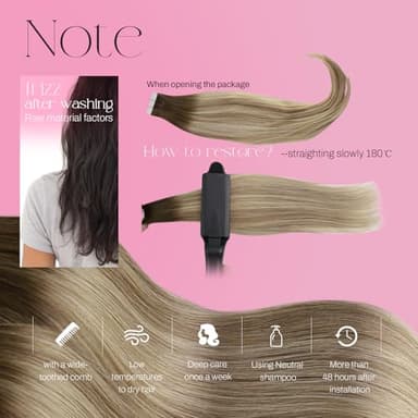 Moresoo Hair Extensions Tape in Human Hair Extensions Brown Balayage Tape in Extensions Real Hair Ombre Brown to Light Brown Mix with Blonde Glue in Extensions 14 Inch #3/8/22 20pcs 50g - Image 5