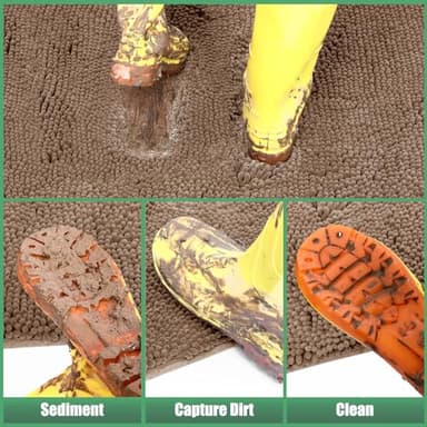 IM HOME Chenille Absorbent Outdoor Doormat 36" x 24", Washable Muddy Door Mats for Dog Non Slip Indoor Doormat Dog Mat for Muddy Paw Front Inside Doormats for Entryway Camel - Image 4