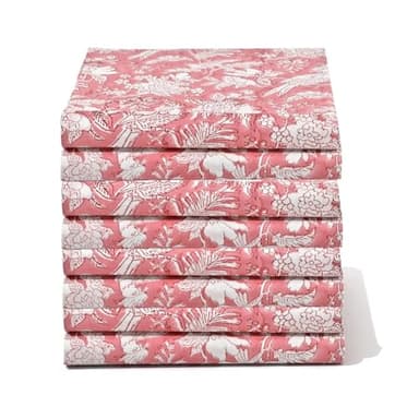 CPC Cloth Napkins 100% Cotton Set of 4 Reusable Napkins, Indian Block Print Toile Floral Dinner Napkin, Fall Thanksgiving Christmas Holiday Party Gift - Soft Absorbent Napkin, 18"x18" Pink Coral - Image 2