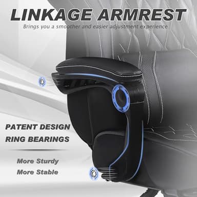 Vonesse Gaming Chair for Adults Gaming Chairs with Footrest Reclining Computer Gaming Chair for Heavy People Ergonomic Gamer Chair Big and Tall (Black) - Image 7