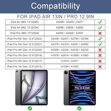 Soke Case for iPad Air 13 Inch (M3/M2) 2025/2024,iPad Pro 12.9 2022 2021(6th 5th Generation) - [Slim Trifold Stand + Auto Wake/Sleep],Protective Hard PC Back Cover (Navy) - Image 2
