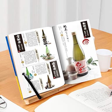 wishacc Bamboo Book Stand Cookbook Holder with 5 Adjustable Height 13.2 x 9.2 - Image 8