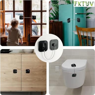 Child Safety Cabinet Locks, Fridge Lock with Combination, Closet Lock,Cabinet Lock,Child Proof Refrigerator Lock(Black 2Pcs) - Image 2