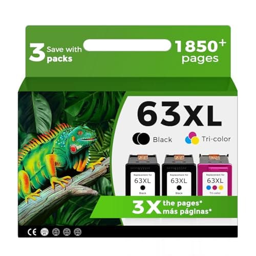 63XL Ink Cartridges for HP 63 XL Black Color Combo 3-Pack Replacement for HP63 HP63XL for 3830 4520 5258 3630 4650 5255 4652 4655 5200 4512 3632 5252 2132 1112 3631 2130 4510 4654 3634 3833 Printer - Image 1