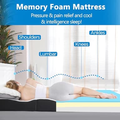 Roxzo Tri-Fold Memory Foam Mattress, 6 inch Twin Tri-Folding Memory Form Mattress, Collapsible and Washable Cover, Travel and Guest Mat,75"x38"x6" - Image 3