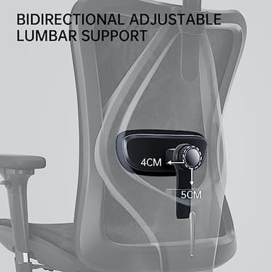 SIHOO M57 Ergonomic Office Chair with 3 Way Armrests Lumbar Support and Adjustable Headrest High Back with Tilt Function (Black) - Image 9