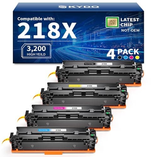 218X Toner Cartridges 4 Pack High Yield (with Chip) Compatible Replacement for HP 218X 218A for Color Laserjet Pro 3201dw MFP 3301fdw 3301cdw 3301sdw Printer Ink Set W2180X(Black Cyan Yellow Magenta) - Image 1