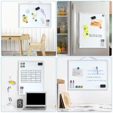 MaxGear Double-Sided Dry Erase Board for Wall, 16"x12" Hanging Whiteboard, Small Dry Erase White Board with 3 Markers&4 Magnets, Portable Whiteboard for Students - Planning, Drawing, Memo, to Do List - Image 7
