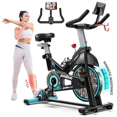Exercise Bike Adjustable Resistance Cardio Workout Indoor Fitness Bike w/LCD Monitor Adjustable Seat Straps Foot Pads Home Office Fitness Training Workout - Image 1