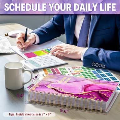 Planner 2025-2026, 18 Months Academic Daily Weekly Monthly Planner Yearly Agenda July. 2025–Dec. 2026, 7.9" x 9.8", Page Tabs, Separator Page, Pocket Folder, Bookmark, Stickers, Sticky Note Set - Image 3