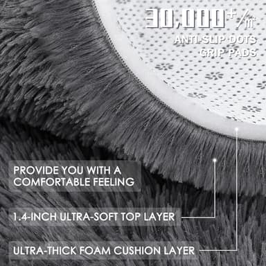 OLANLY Area Rugs for Living Room Bedroom, Machine Washable 4x5.9 ft Soft Fluffy Shaggy Bedside Rug, Indoor Floor Carpet for Kids Girls and Boys, Dorms, Nursery Rooms, Home Decor Aesthetic, Grey - Image 8