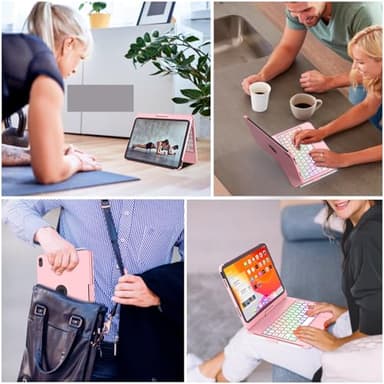 FUWANG Touch Keyboard Case for iPad (A16) 11th Generation 11 inch 2025&10th Gen 10.9 inch 2022, 360° Rotate for iPad 10th Generation Case with Keyboard, Backlit Keyboard Case with Pencil Holder, Pink - Image 9