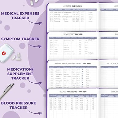 Clever Fox Compact A5 Medical Planner 12-Month – Medical Notebook, Health Diary, Wellness Journal & Logbook to Track Health – Self-Care Medical Journal – 12 Months, Undated (Purple) - Image 4