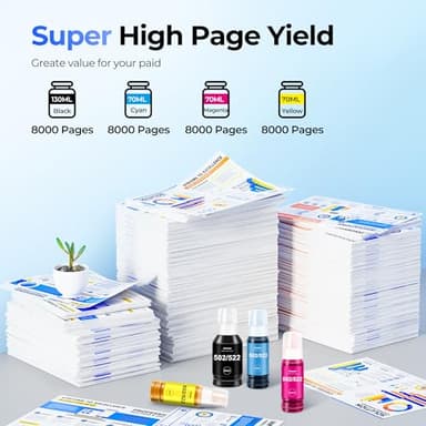 T502 502 Ink Refill Bottles ET-2850 ET-3850 Replacement for Epson 502 Ink Refill Bottles 4 Pack Compatible for Ecotank ET 2850 ET 3850 ET-4760 ET-2760 ET-3830 ET 15000 ET 4850 ET-3843 2750 Printer - Image 3