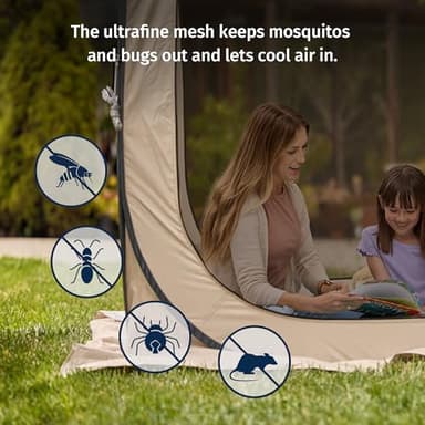EAST OAK Screen House Tent Pop-Up, Portable Screen Room Canopy Instant Screen Tent 10 x 10 FT with Carry Bag for Patio, Backyard, Deck & Outdoor Activities, Beige - Image 4
