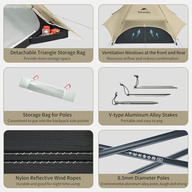 Naturehike UL Star River 2 Person Backpacking Tent, Double Layer Waterproof Two Person Tent, Lightweight Backpacking Cycling 2 Person Tent - Image 7