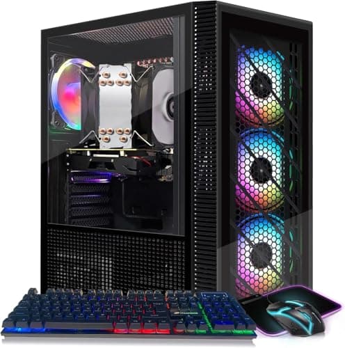 STGAubron Gaming PC Computer Desktop, Intel i7 Xeon E5 2.8GHz, Radeon RX 550 4G, 16GB DDR4, 512GB SSD, WiFi, BT 5.0, RGB Fan x4, Windows 11 Home - Image 1