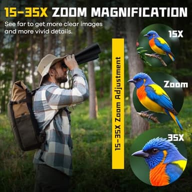 15-35x70 Binoculars for Adults High Powered, 35x HD Zoom for Stargazing & Bird Watching, Waterproof Binocular with Tripod Adapter, Ideal Essentials for Cruise Ship, Travel, Camping, Outdoor, Hunting - Image 3