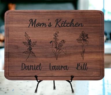 Personalized Cutting Boards, Gifts for Mom - Grandma, Birth Flower Grandma's Garden, Christmas, Birthday Mothers Day Gift for Grandma From Grandkids, Son - Daughter, Chopping Board for Mom's Kitchen - Image 3