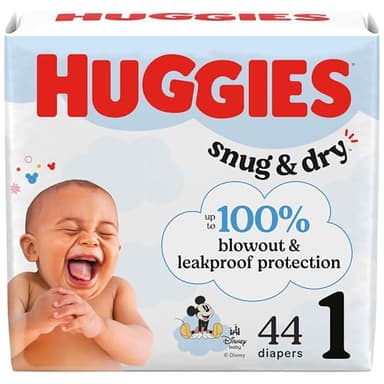 Huggies Size 1 Diapers, Snug & Dry Newborn Diapers, Size 1 (8-14 lbs), 44 Count, Packaging May Vary - Image 1
