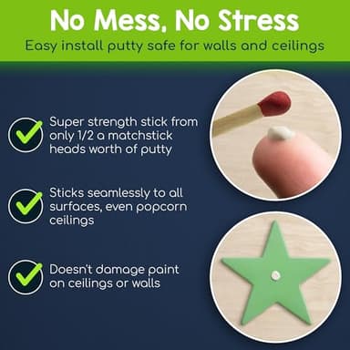 BUNMO 280pcs Glow in The Dark Stars for Ceiling - Safe Glow in Dark Stickers for Walls & Ceilings - Longlasting Glow in Dark Stars for Ceiling - Glow in The Dark Ceilings Stars - Strong Glow - Image 3