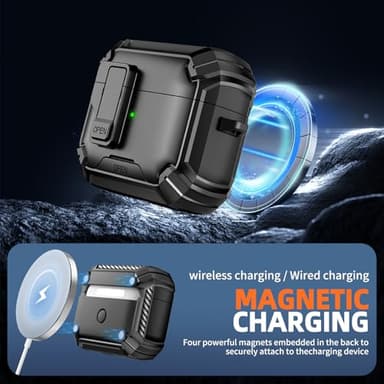 Inesore Compatible with AirPods Pro 2nd/1st Generation Case Cover with Phone Stand & Cleaning Kit,Compatible with Magsafe,Magnetic Automatic Lock for iPod Pro Charging Case(USB-C/Lightning Cable) - Image 6