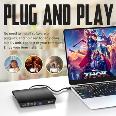 YOTUO External DVD Drive, Portable USB 3.0 CD +/-RW Drive DVD Player for ROM Rewriter Burner for Laptop Desktop, Compatible with Windows 7/8/10/11 Mac MacBook Pro/Air… (DVD Burner) - Image 2