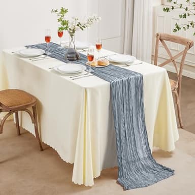 24 Pack Dusty Blue Cheesecloth Table Runner 10FT Long Boho Gauze Table Runner Rustic Sheer Runner for Wedding Bridal Baby Shower Birthday Party Table Decor Thanksgiving Christmas Decorations - Image 7