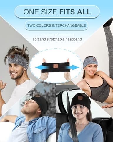 Mixiba 2-Pack Sleeping Headphones, Headband Headphones with Ultra-Thin HD Stereo Speaker, Bluetooth Headband for Sports, Workouts, Insomnia, Yoga, Air Travel, Meditation - Black&Grey - Image 5
