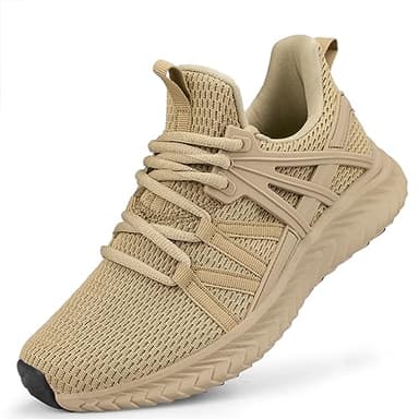 Abboos Womens Non Slip Running Shoes Breathable Sneakers Athletic Lightweight Gym Sports Walking Shoes Size 8 Khaki - Image 1
