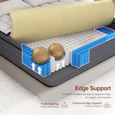 Ayeawo Queen Mattress,14 Inch Hybrid Queen Bed Mattress with Gel Memory Foam and Pocket Springs with Motion Isolation,Medium Firm Feel&Fits All Bed Frames - Image 7