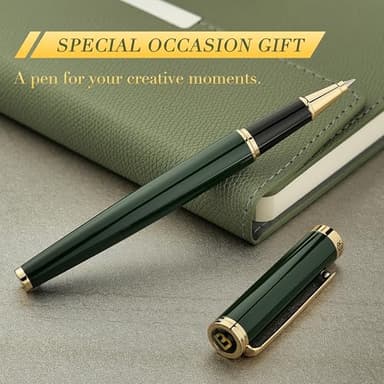 BEILUNER Luxury Rollerball Pen, Stunning Green Lacquer with 24K Gold Trim,Noble and Elegant Designs,Schneider Ink Refill, Best Gift Set for Men & Women, Refillable, Executive Writing, Nice Pens - Image 8