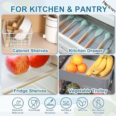 Hersvin Shelf Liners, 22in x 20ft Kitchen Drawer Mats, Non-Adhesive EVA Cupboard Protector, Cabinet Lining, Refrigerator Liner (Clear Dot, 56x610cm) - Image 7