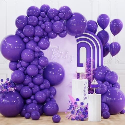 PartyWoo Dark Purple Balloons 130 pcs Purple Balloons Different Sizes Pack of 18 12 10 5 Inch Purple Balloon Arch Kit Balloon Garland for Birthday Halloween Graduation Party Decorations Purple-Y16 - Image 1