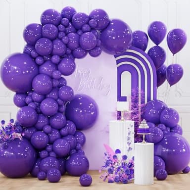 PartyWoo Dark Purple Balloons 130 pcs Purple Balloons Different Sizes Pack of 18 12 10 5 Inch Purple Balloon Arch Kit Balloon Garland for Birthday Halloween Graduation Party Decorations Purple-Y16 - Image 1