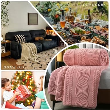 PU MEI Sherpa Throw Blanket for Couch Sofa 90”*80”- Fleece 3D Tufted Fuzzy Soft Cozy Blanket for Bed, Thick Warm Blanket for All Seasons, (Pink, 80"*90") - Image 4