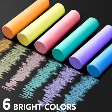 24 PCS Washable Sidewalk Chalks Set Non-Toxic Jumbo Chalk for Schools, Outdoor Art Play, Paint on Chalkboard, Blackboard and Playground (6 Colors)) - Image 4