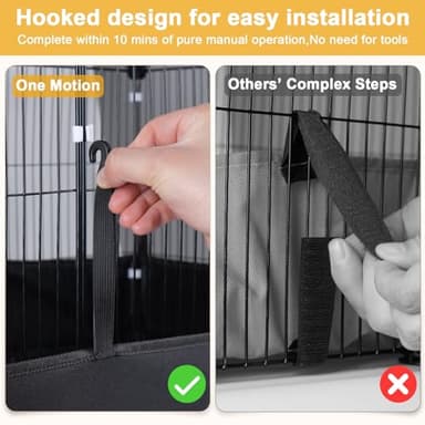 Tresbro Guinea Pig Cage with Top Cover & 12 Panels, Triple Fixing Measures Small Animal Playpen with Waterproof PVC Liner & One-Motion Hooks, 48 x 24 x 16 C&C Grids Cage for Bunny, Hedgehog, Hamster - Image 3