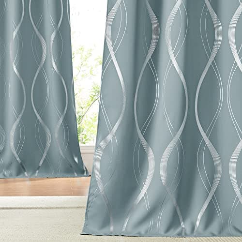 NICETOWN Room Darkening Curtains for Living Room, Stormy Sea, 2 PCs, 52 inch by 84 inch, Easy Care Solid Thermal Insulated Grommet Room Darkening Curtains/Panels/Drapes for Bedroom Decoration - Image 1