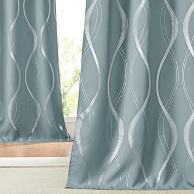 NICETOWN Room Darkening Curtains for Living Room, Stormy Sea, 2 PCs, 52 inch by 84 inch, Easy Care Solid Thermal Insulated Grommet Room Darkening Curtains/Panels/Drapes for Bedroom Decoration - Image 1